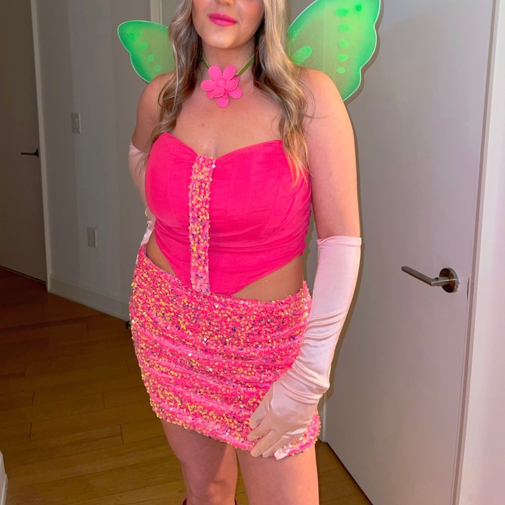 Custom Pink Sequin Skirt. - Size XL
